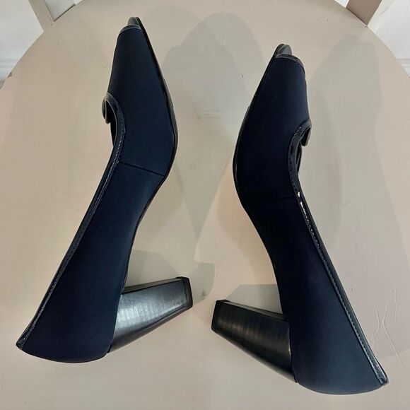 NWB Naturalizer Women’s Lightner Peep Toe Pumps in Navy Blue Sz. 10 Block Heel - Picture 5 of 9